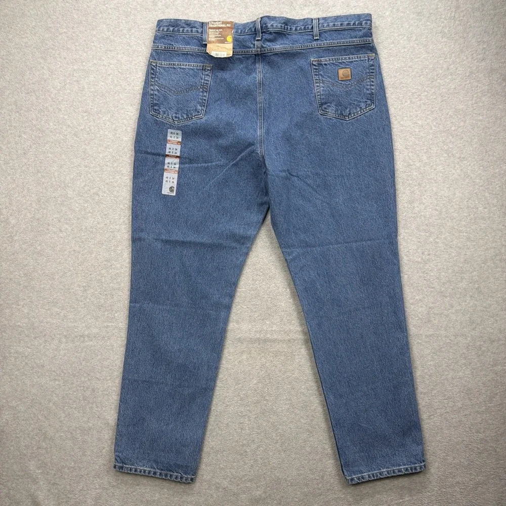Carhartt Jeans Mens 46x34 Blue Denim Pant B18 DST Straight Traditional Taper NEW